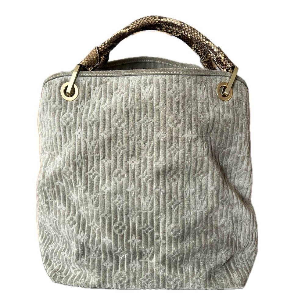 Louis Vuitton Limited Edition Jade Monogram Embossed Suede Whisper GM Bag - Picture 2 of 14